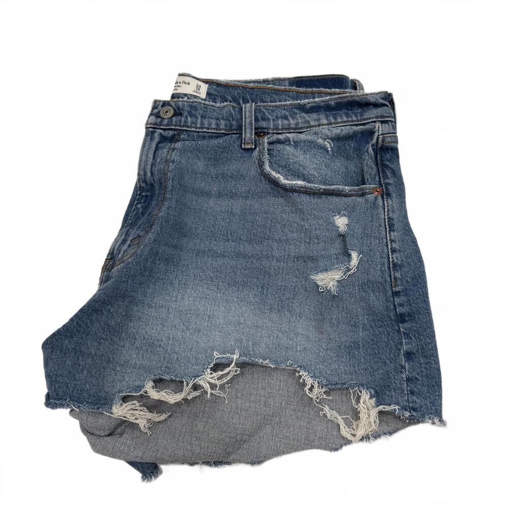 Abercrombie & Fitch Curve Love The Mom Short High Rise Denim Shorts - Size 34